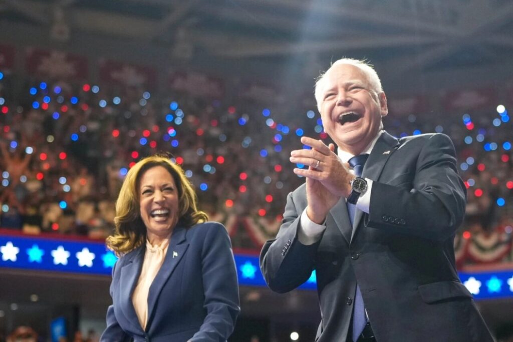 Kamala Harris and Tim Walz for President and Vice President, respectively